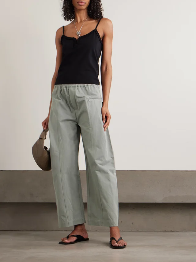 DEIJI STUDIOS Pleat organic cotton-twill barrel-leg pants in Grey, photo 2 of 2 from NET-A-PORTER (Canada)