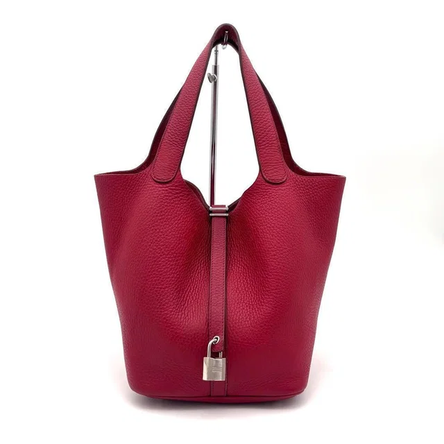 Hermès Picotin Lock 22 Rouge Casaque Red Handbag in Red Clemence leather from The Reluxe