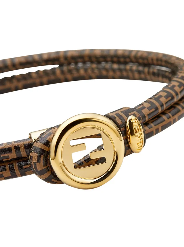 FENDI 'EverRound' Brown Bracelet with FF Plate in FF Motif All-Over in Bronze for Women in Brown 100% Bronze, photo 4 of 4 from Gaudenzi Boutique