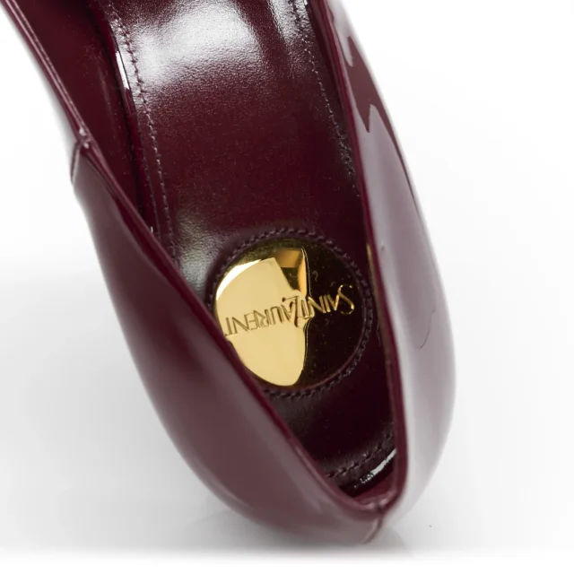 Saint Laurent Vernice Seta Soft Norma 90 Pumps 38 Grenat in Patent leather from FASHIONPHILE, photo 7 of 10