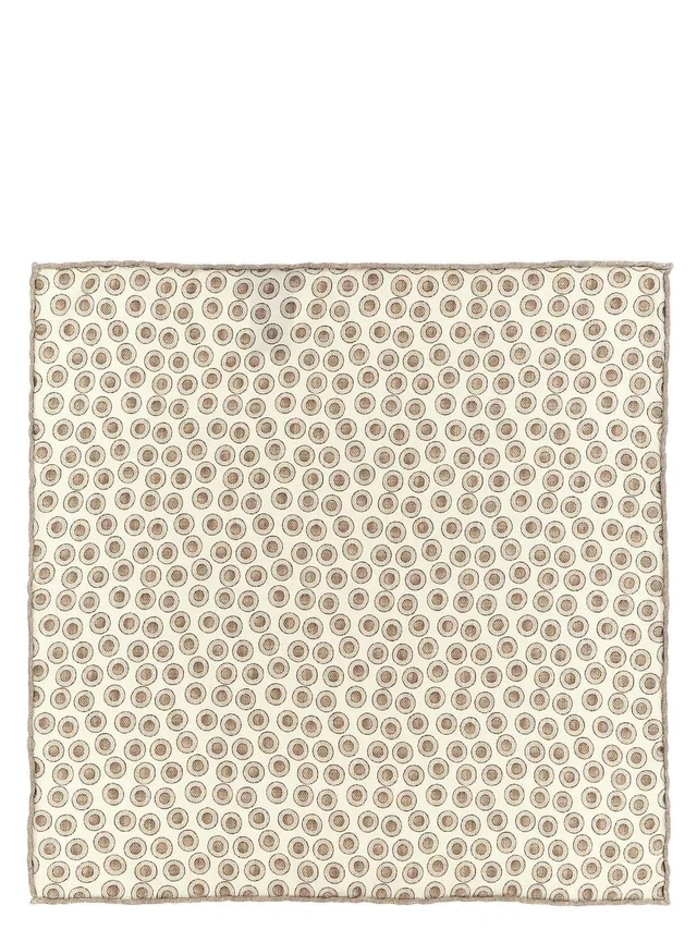 Brunello Cucinelli Polka Dot Silk Pocket Square — Cream Pure Accessory in White Silk from HEWI