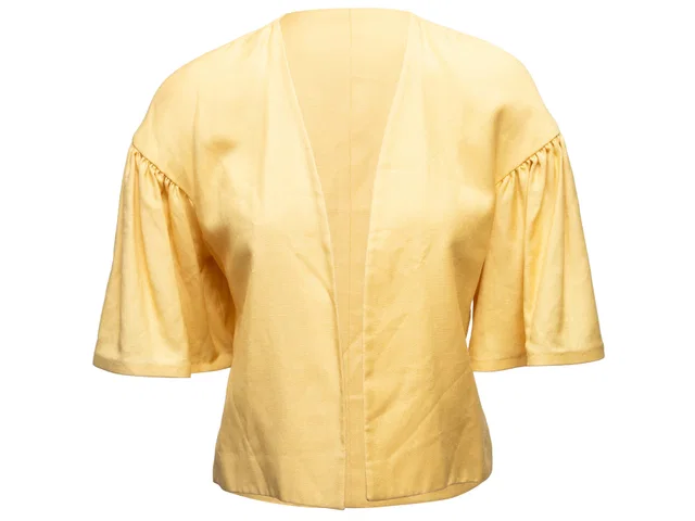 Vintage Yellow CD de Christian Dior Short Sleeve Bolero Size US 4 in Yellow from Designer Revival