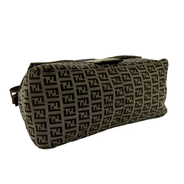 Fendi Zuccchino Canvas Leather Shoulder Bag in Brown Canvas from LuxUness, photo 7 of 10