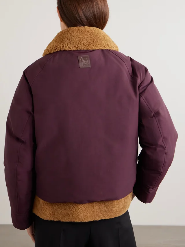 LOEWE Shearling-lined padded cotton-blend jacket in burgundy 60% Cotton 40% Polyamide, photo 4 of 7 from NET-A-PORTER (Canada)