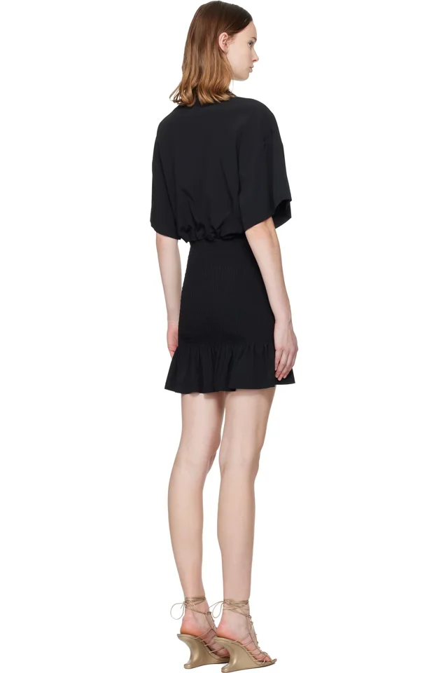 The Attico Black Fluid Cady Minidress, photo 3 of 4 from SSENSE