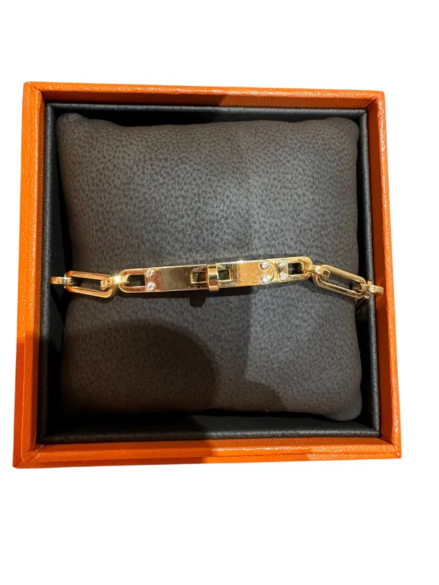 Chanel Hermes Kelly Chaine Choker/Double Bracelet Rose Gold Small Model with Diamonds in Pink from Luxury Promise