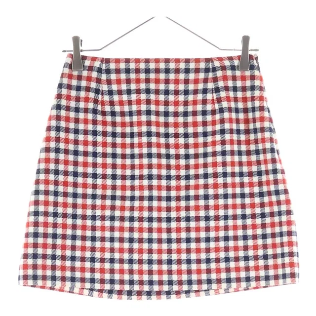Dior Plaid Silk Wool Skirt White Red in White Silk from The Reluxe