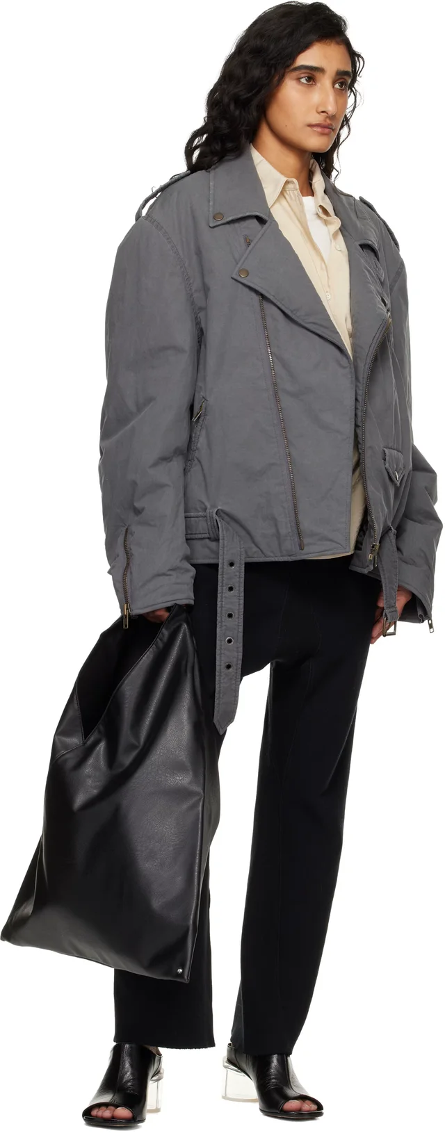 MM6 Maison Margiela Black Classic Triangle Tote, photo 8 of 8 from SSENSE