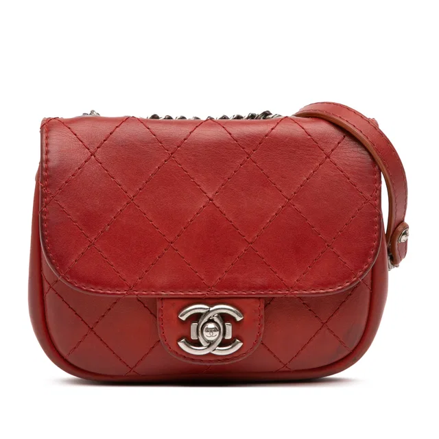 Red Chanel Paris Dallas Goatskin Wild Stitch Flap Crossbody Bag in Red Goatskin from Designer Revival