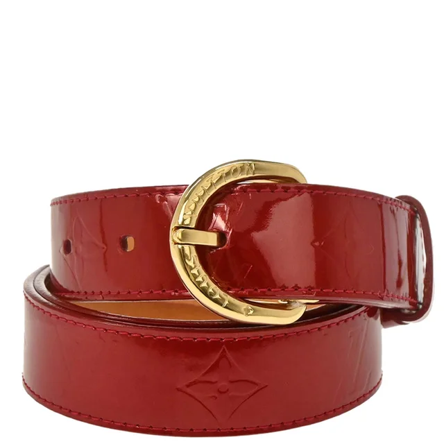 Louis Vuitton Monogram Vernis Red Ceinture Belt M6980U #90/36 in Red Patent leather from AMORE Vintage Tokyo