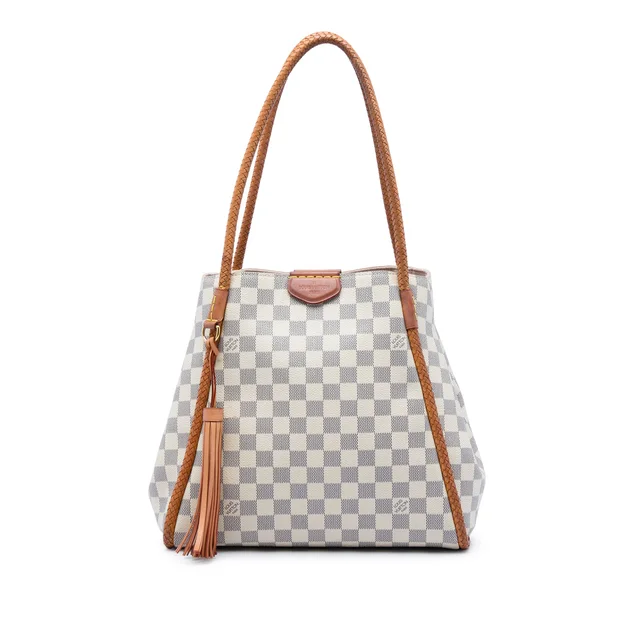 White Louis Vuitton Damier Azur Propriano Tote Bag in White Woven leather from Designer Revival, photo 1 of 1