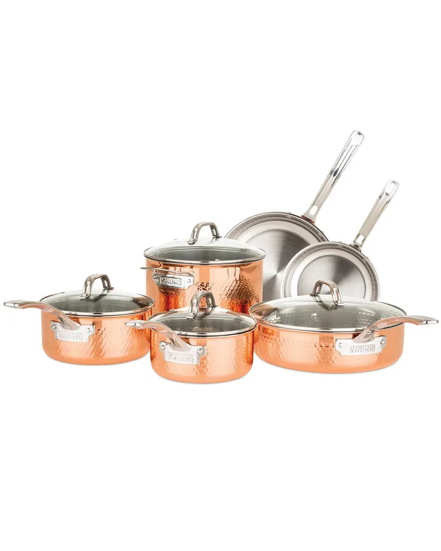 Viking Copper Clad 3-Ply Hammered 10pc Cookware Set, image 1 of 1 from Rue La La