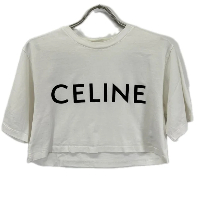 Celine White Cropped Length Short Sleeve T-Shirt XS in White from The Reluxe