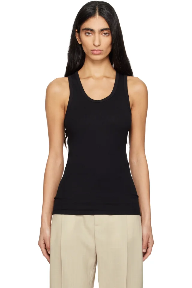 Black Ribbed Tank Top, image 1 of 1 from SSENSE