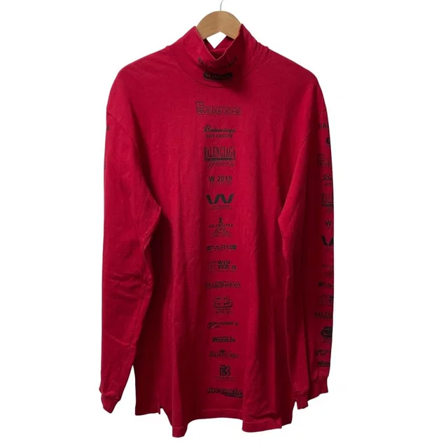 Balenciaga Multi Logo Turtle Neck Cotton T-shirt from LuxUness