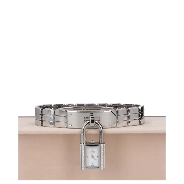 Hermès Kelly Watch, Mini model, 16 mm & Kelly Watch Clochette Lanyard Necklace in Box leather from HEWI, photo 24 of 29