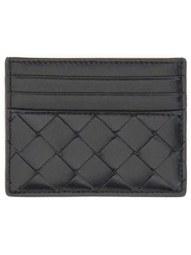 Bottega Veneta Woven Lambskin Card Case — Black Wallets & Purses in Black Lambskin from HEWI