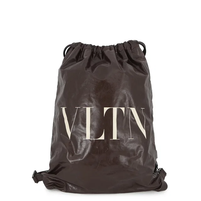 Valentino Garavani VLTN Logo Backpack Brown Leather in Brown Leather from GALLERY RARE