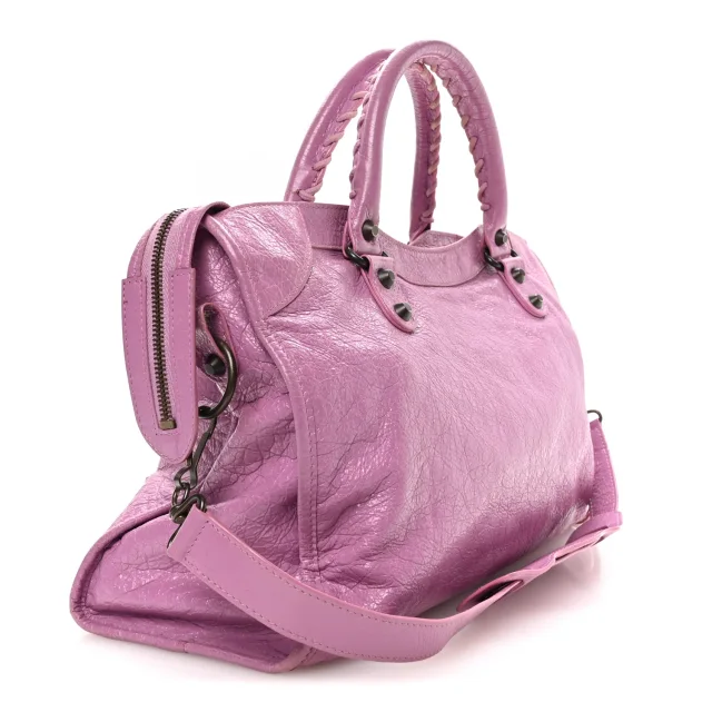 Balenciaga Agneau Classic Hardware City Rose Berlingot in Pink Lambskin from FASHIONPHILE, photo 3 of 10