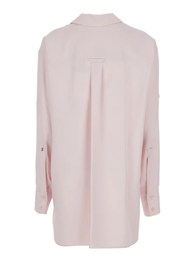 SPORTMAX 'Cocco' Pink Oversized Shirt with Notched Collar and Patch Pocket on the Front in Viscose for Women in Pink, photo 4 of 6 from Gaudenzi Boutique