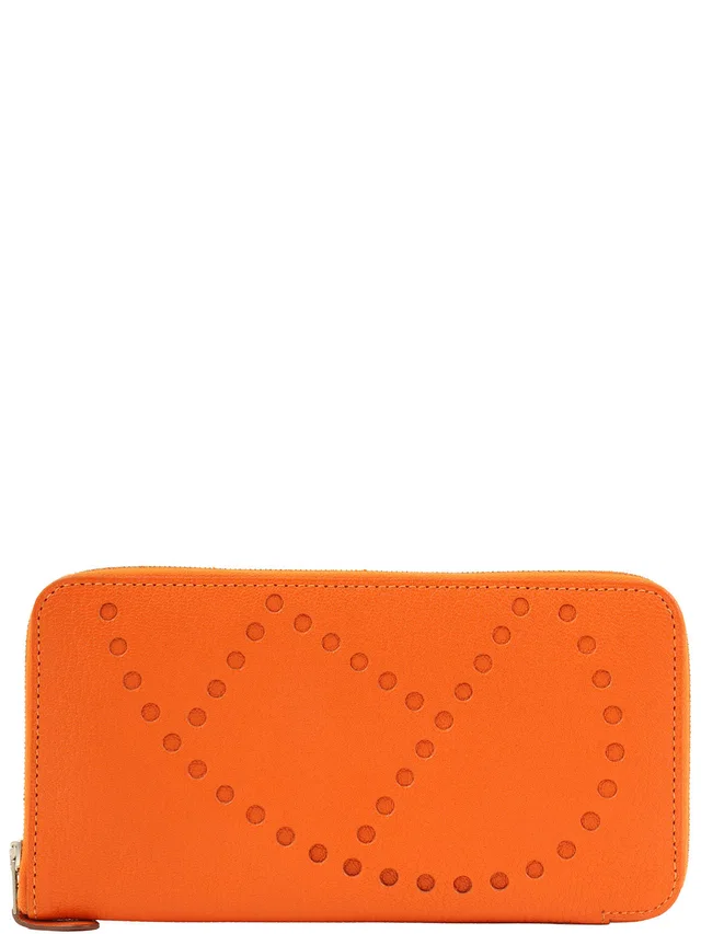 Hermès 2011 Evelyn Zip Long Orange in Orange Goatskin from VINTAGE QOO TOKYO