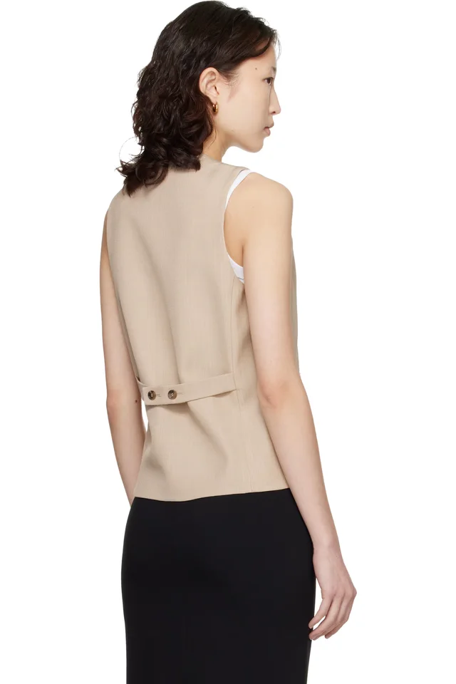 Loulou de Saison Beige Paco Tailored Waistcoat, photo 3 of 4 from SSENSE
