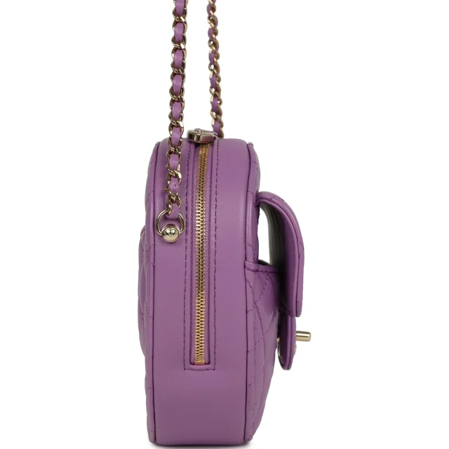 Chanel CC In Love Large Heart Bag in Purple Lambskin from Madison Avenue Couture, photo 4 of 9