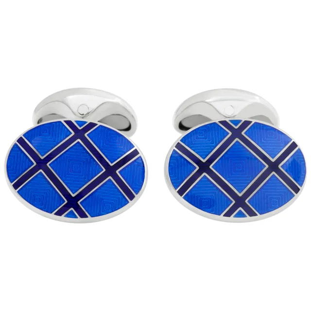 Tiffany & Co. silver cufflinks with blue & black enamel cross pattern in Black Sterling Silver from Gray And Sons