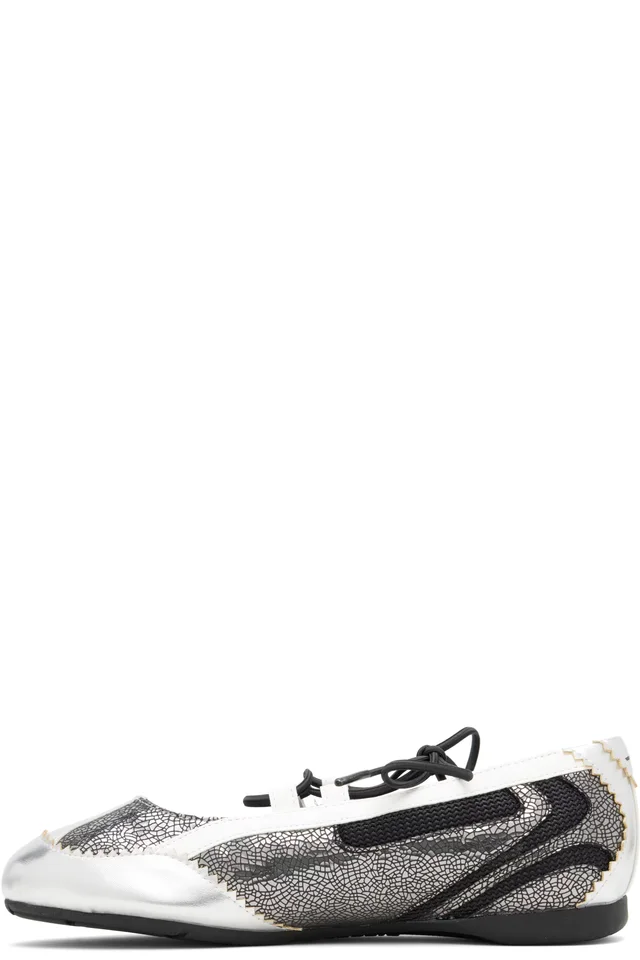 Diesel Black & Silver D-Mile Lace-Up Ballerina Flats, photo 3 of 5 from SSENSE