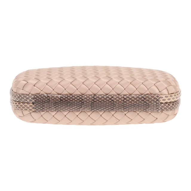 Bottega Veneta ‘Knot’ clutch in satin and beige snakeskin in Beige Satin from Collector Square, photo 3 of 3