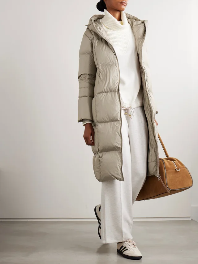 VARLEY Katya hooded quilted metallic crinkled-shell down coat in Beige, photo 2 of 2 from NET-A-PORTER (Canada)