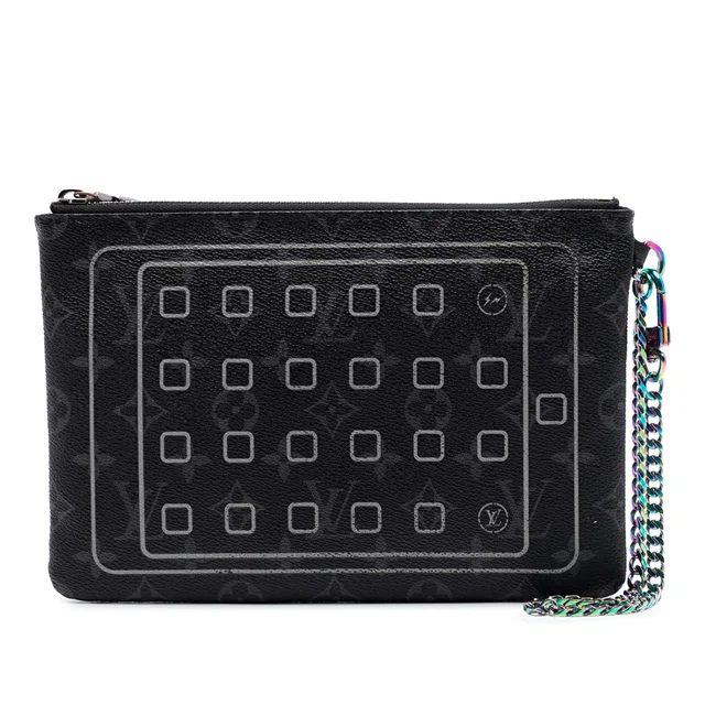 Black Louis Vuitton Monogram Eclipse Flash Fragment iPad Case Clutch Bag in Black Canvas from Designer Revival