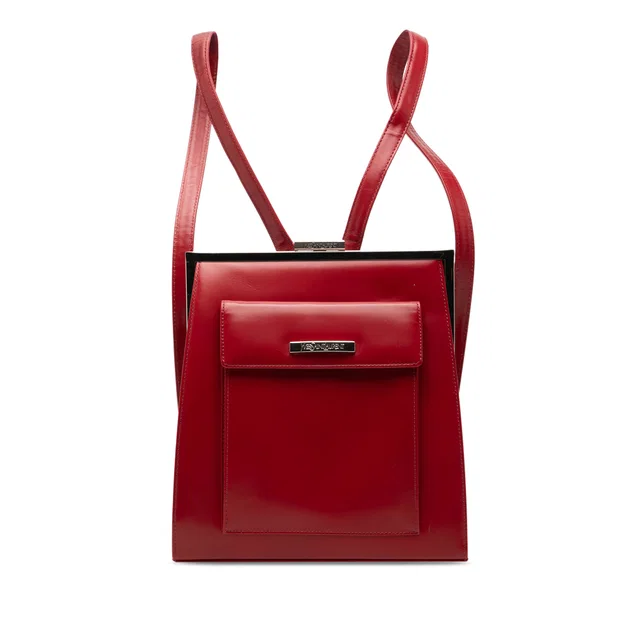 Red Saint Laurent Leather Frame Backpack in Red Leather from Designer Revival