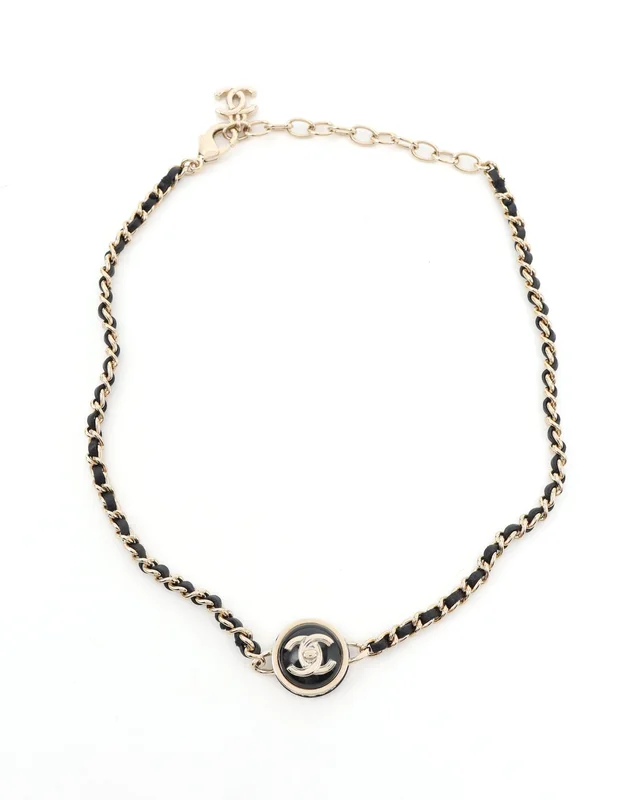 Chanel Coco Mark Leather Chain Choker in Leather from A Retro Tale, photo 3 of 4