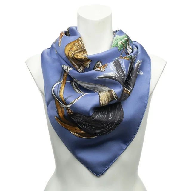 Hermès Scarf Blue in Blue Silk from The Reluxe