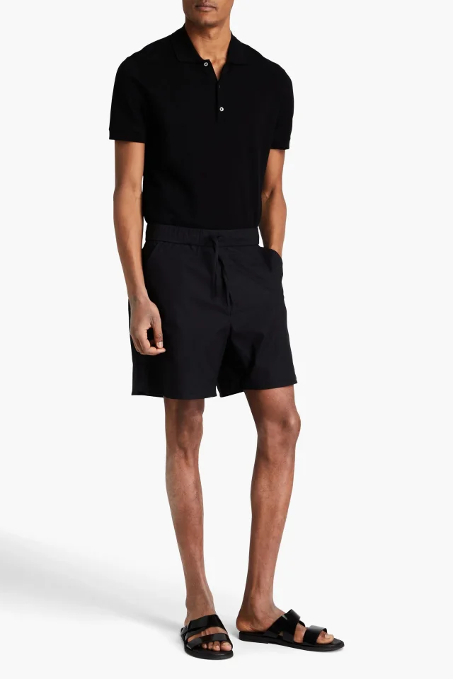 Officine Générale Dony Cotton-Poplin Drawstring Shorts in Black, photo 2 of 4 from THE OUTNET