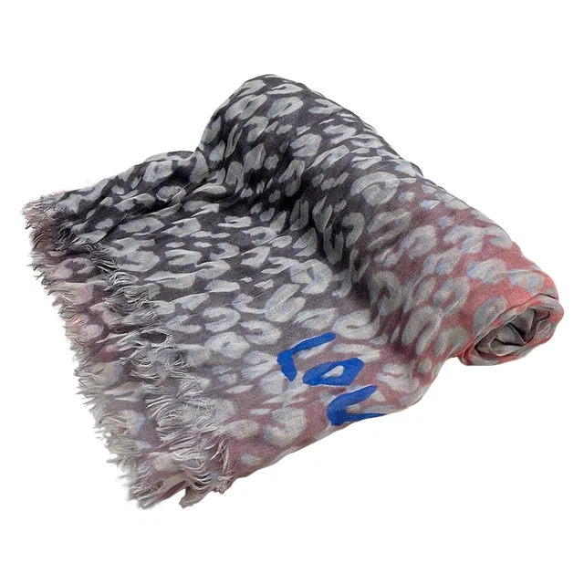 Louis Vuitton Shawl Etole Leopard Blurry Pink Gray Light Blue Scarf in Blue from The Reluxe