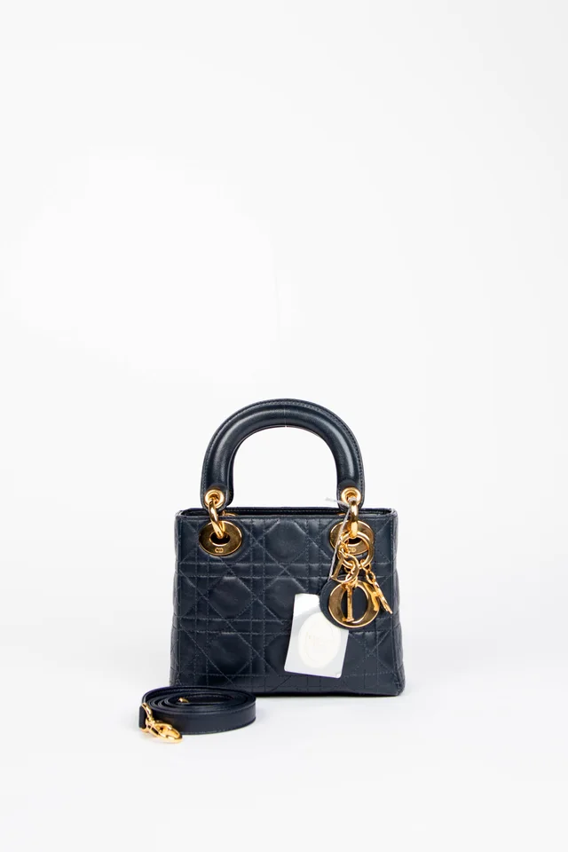 2007 Christian Dior Navy Lambskin Leather Mini Lady in Navy Lambskin from Break Archive