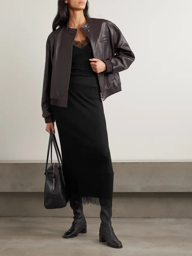 ARCH4 Penelopy lace-trimmed ribbed organic cashmere midi skirt in Black, photo 2 of 2 from NET-A-PORTER (Canada)