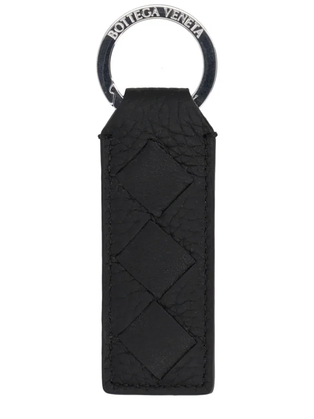 Bottega Veneta Tab Key Case — Black Leather Keychains in Black Leather from HEWI