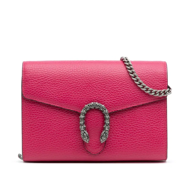 Pink Gucci Mini Leather Dionysus Wallet on Chain Crossbody Bag in Pink Leather from Designer Revival
