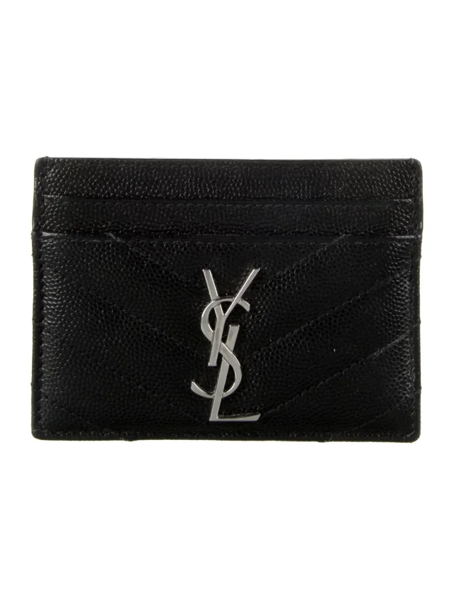 Saint Laurent Leather Card Holder in black Leather from The RealReal