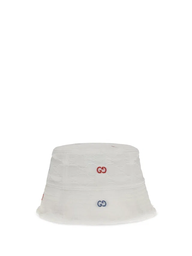 Gucci 8600053hbh7 Logo-Embroidered Cotton Bucket Hat — White in White from HEWI