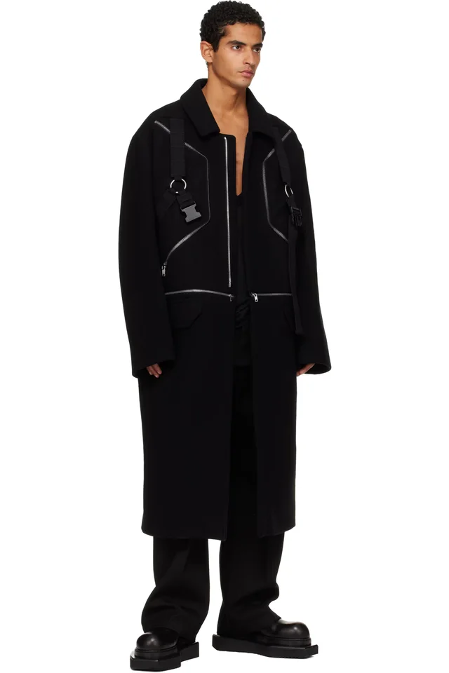 Rick Owens Black Concordians Blixa Jumbo Mac Coat, photo 5 of 5 from SSENSE