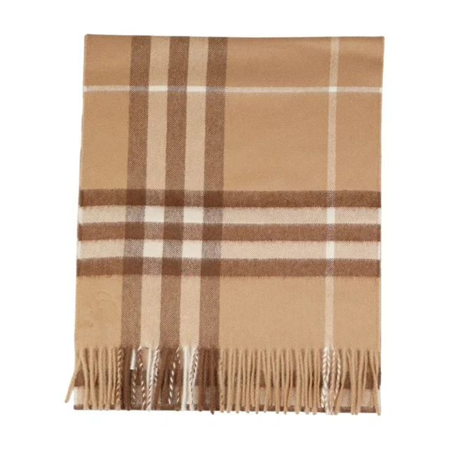 Burberry Giant Check Cashmere Scarf — Brown Scarfs in Brown Cashmere from HEWI