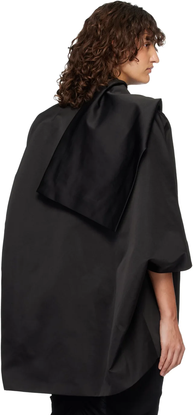 Rick Owens Black Temple Sail Biker Jacket, photo 3 of 4 from SSENSE