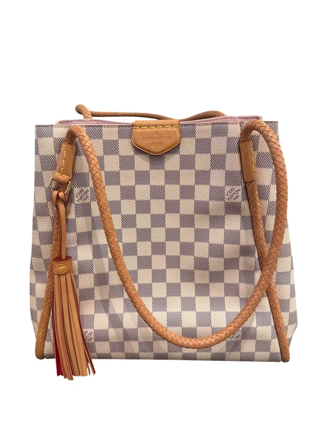 Louis Vuitton Beige Damier Tote Bag with Tassle in Beige from Luxury Promise