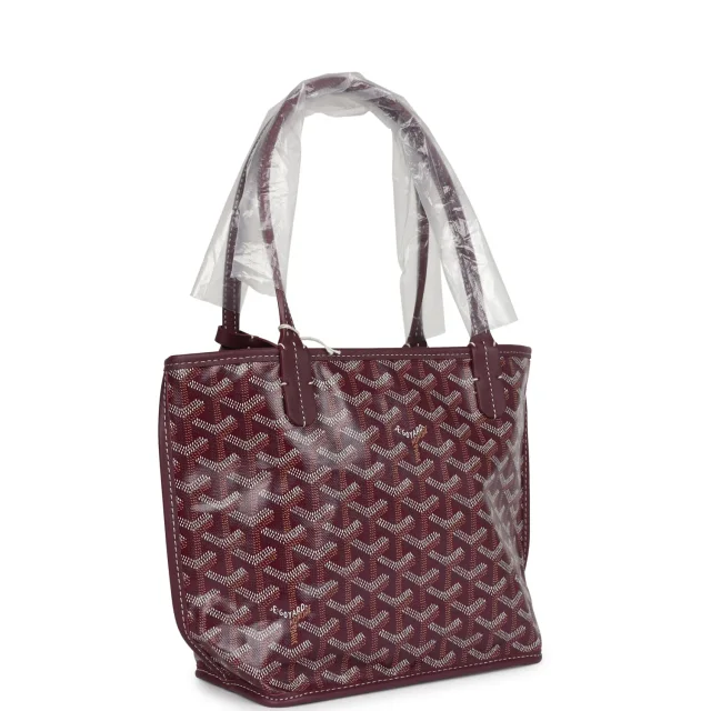 Goyard Goyardine Burgundy Anjou Mini Bag Palladium Hardware in Burgundy Canvas from Madison Avenue Couture, photo 2 of 9