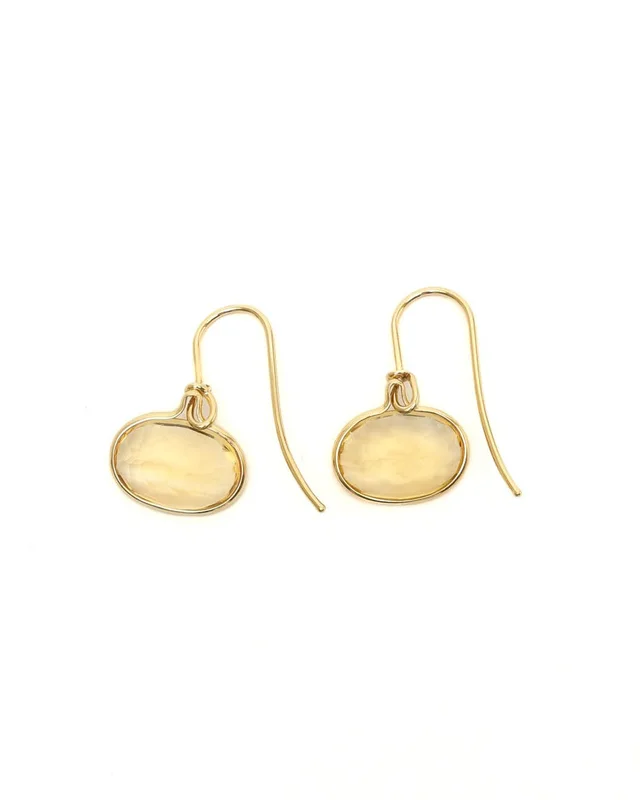 Georg Jensen 18kt Yellow Gold Citrine Earrings in Yellow Silk from A Retro Tale