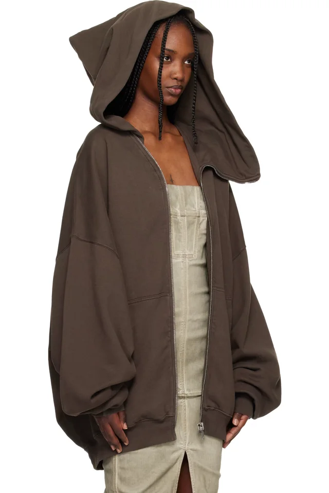 Rick Owens DRKSHDW Gray Temple Mountain Hun Hoodie, photo 2 of 4 from SSENSE